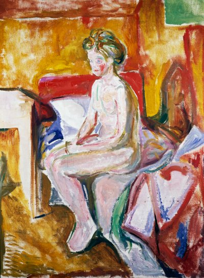 Alaston sängyn reunalla tekijältä Edvard Munch
