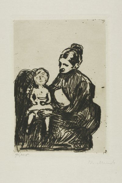 Sairaanhoitaja pojan/äidin ja itkevän lapsen kanssa tekijältä Edvard Munch