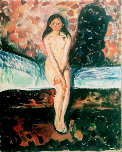 Murrosiän tutkimus. Edvard Munchin (1863-1944) maalaus Ennen vuotta 1895 Oslo, Kommunes Kunstsamlinger Munch-Museet (Musee Munch) tekijältä Edvard Munch