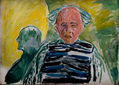 Omakuva yllään raidallinen villapaita tekijältä Edvard Munch