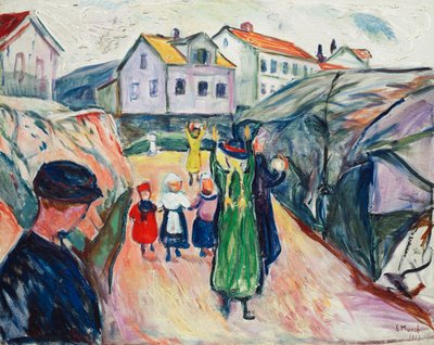Street in Kragero (Street in Kragero); Dorfstrasse Kragero (katu Kragerossa) tekijältä Edvard Munch