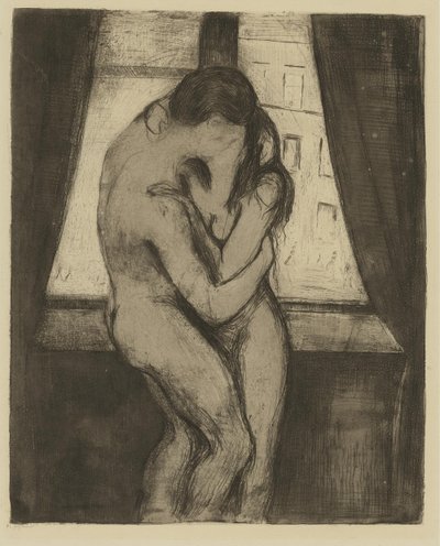 Suudelma, 1895 tekijältä Edvard Munch
