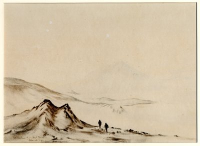 Mount Erebus Hut Pointista, 1901-04 (wc paperilla) tekijältä Edward Adrian Wilson