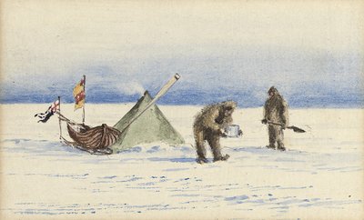 Rekijuhlat White Islandille, helmikuu 1902: Shackleton ja Wilson leiriytymässä, 1902 tekijältä Edward Adrian Wilson