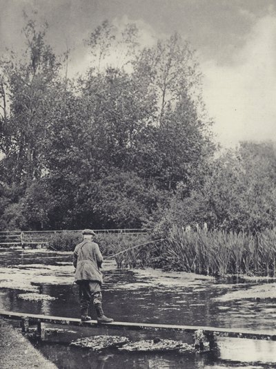 Chilbolton Foot-bridge -sillan alapuolella (s/w-kuva) tekijältä Edward Alfred Barton
