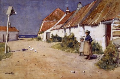 Merenrantamökkejä kyyhkyskopalla (akvarelli paperille) tekijältä Edward Arthur Walton