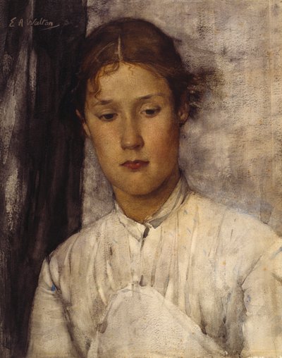Pelinvartijan tytär (akvarelli paperille) tekijältä Edward Arthur Walton