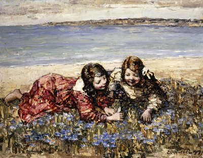 Kukkien kerääminen merenrannalla tekijältä Edward Atkinson Hornel