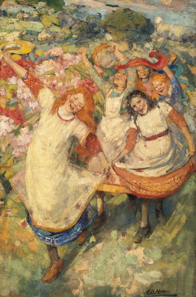 Kevään tanssi (öljy kankaalle) tekijältä Edward Atkinson Hornel
