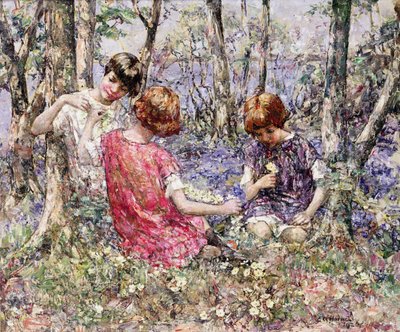 The Primrose Chain (öljy kankaalle) tekijältä Edward Atkinson Hornel