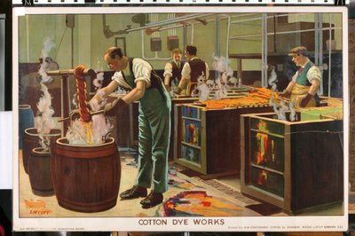 Cotton Dye Works, sarjasta "Empire Trade is Growing" (väri litho) tekijältä Edward Barnard Lintott