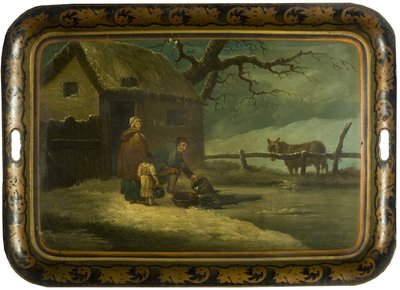 Breaking the Ice, n. 1800 (öljy japanilaisella tina-teetarjottimella) tekijältä Edward Bird