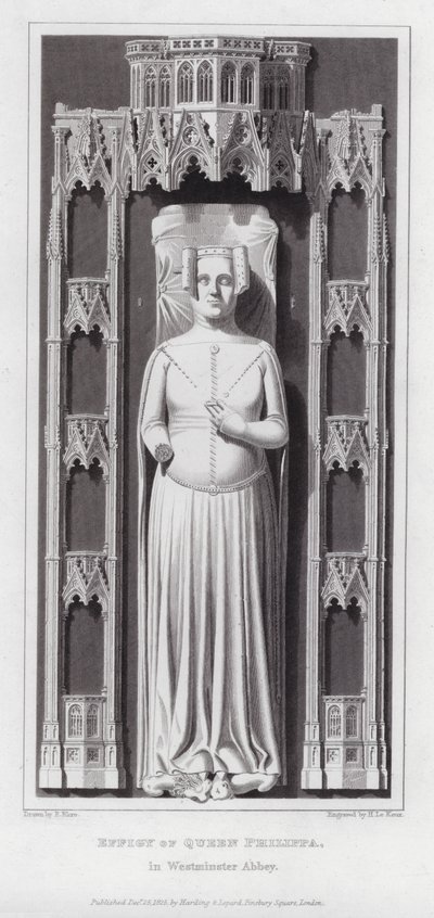 Kuningatar Philippan kuva, Westminster Abbey (kaiverrus) tekijältä Edward Blore