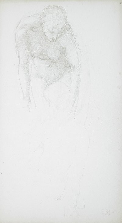 Taivutettu naisalastonkuva tekijältä Edward Burne-Jones