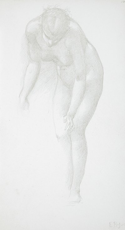 Taivutettu naisalastonkuva tekijältä Edward Burne-Jones