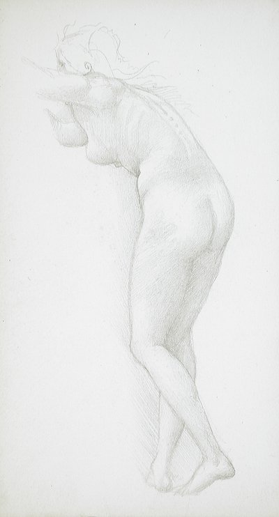 Naisten alastonkuva takaa katsottuna tekijältä Edward Burne-Jones