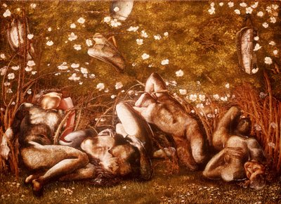 Tutkimus nukkuvista ritareista tekijältä Edward Burne-Jones