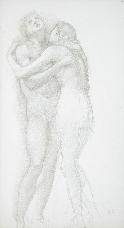 Kaksi toisiaan syleilevää alastonta tekijältä Edward Burne-Jones