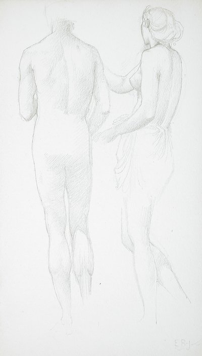 Kaksi alastonta naista takaa katsottuna tekijältä Edward Burne-Jones