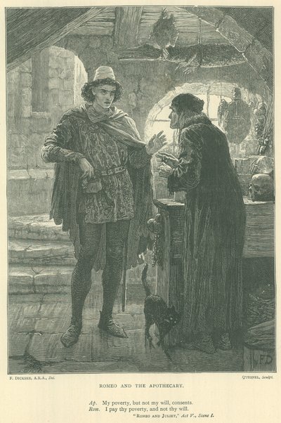 Kuvitus Romeolle ja Julialle tekijältä Edward Burne Jones