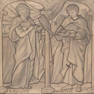Valmisteleva suunnittelu lasimaalauksille, Virgil ja Horace tekijältä Edward Burne Jones