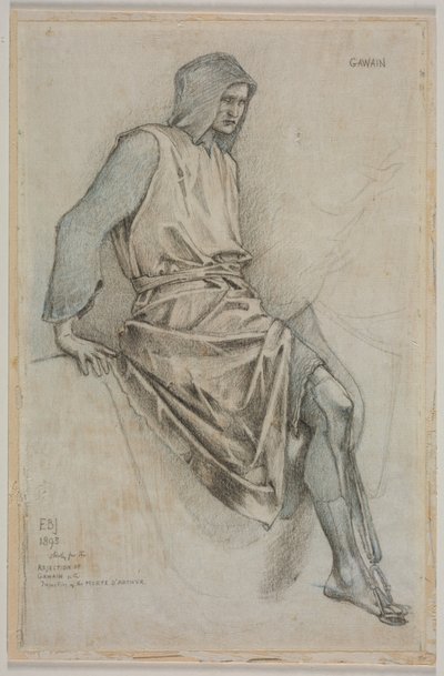 Tutkimus Gawainin epäonnistumisesta Pyhän Graalin kuvakudosista, 1893. tekijältä Edward Burne Jones