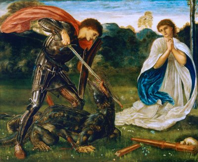 Taistelu: Yrjö tappaa lohikäärmeen VI tekijältä Edward Burne Jones