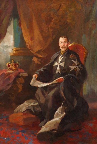 Tutkimus King George V:n muotokuvaan (öljy aluksella) tekijältä Edward Caruana Dingli