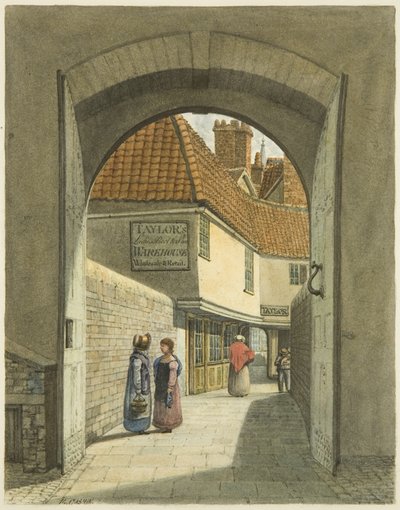 Bridewell Bridge and Gates (kynä ja akvarelli paperille) tekijältä Edward Cashin