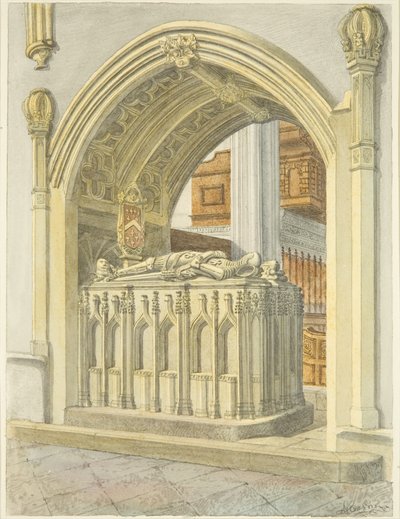 Robert Fitzhardingin hauta, kuoli 1170, Bristolin katedraalissa (kynä ja akvarelli paperille) tekijältä Edward Cashin