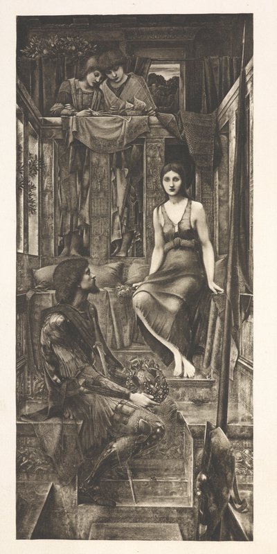 Kuningas Cophetua ja kerjäläisneito (kaiverrus) tekijältä Edward Coley (after) Burne Jones