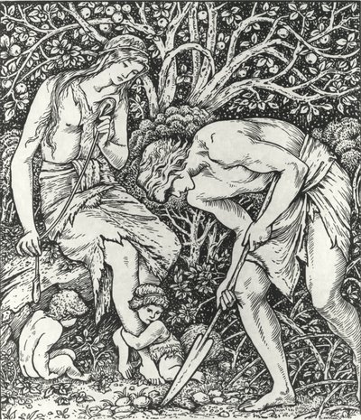 Adam ja Eeva (Labor: Kun Adam Delved and Eve Span, Kuka sitten oli herrasmies?) tekijältä Edward Coley (after) Burne Jones