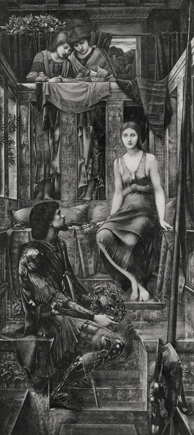 Kuningas Cophetua ja kerjäläisneito tekijältä Edward Coley (after) Burne Jones