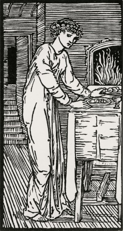 Psyyke pöydän ääressä tekijältä Edward Coley (after) Burne Jones