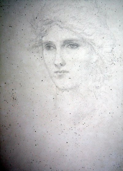 Päätutkimus - Bessie Keane, n. 1898 (kynä paperilla) tekijältä Edward Coley Burne Jones