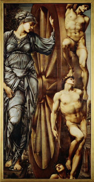 La Roue de la Fortune - Onnenpyörä ... (maalaus kankaalle) tekijältä Edward Coley Burne Jones