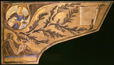 Runoilija Muse - pianon kansipaperi (värillisiä liituja paperilla) tekijältä Edward Coley Burne Jones