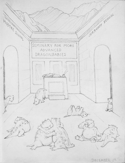 Seminaari lohikäärmeille (kynä paperille) tekijältä Edward Coley Burne Jones