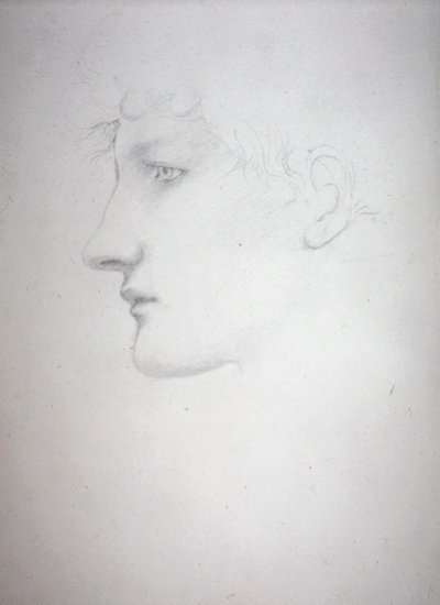 Päätutkimus - Bessie Keane, n. 1893 (kynä paperilla) tekijältä Edward Coley Burne Jones