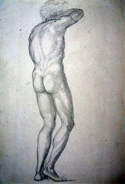 Tutkimus seisovasta alastonkuvasta, n. 1873 (kynä paperille) tekijältä Edward Coley Burne Jones