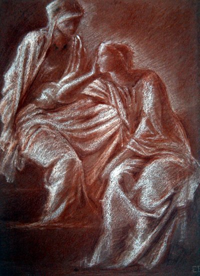 Naishahmojen tutkimus (punainen ja valkoinen liitu paperille) tekijältä Edward Coley Burne Jones