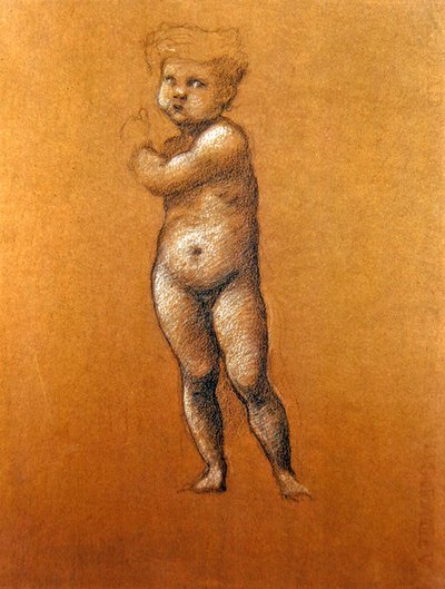 Tutkimus vauvan "Kain" tai "Abel" hahmosta mosaiikkia varten Rooman amerikkalaisessa kirkossa tekijältä Edward Coley Burne Jones