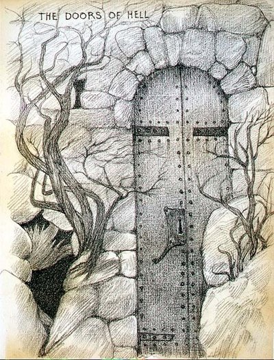 Helvetin ovet (kynä paperille) tekijältä Edward Coley Burne Jones