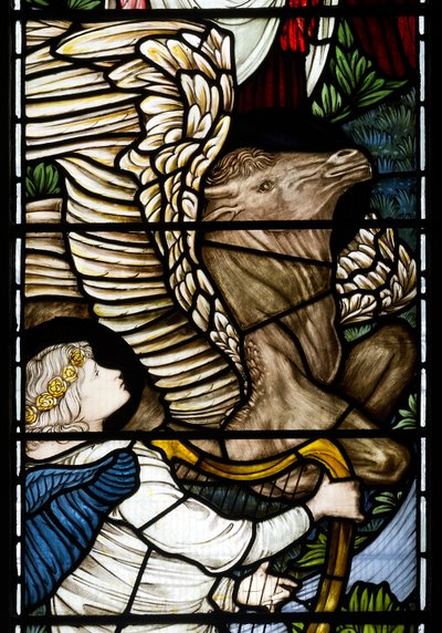 Angel & Bull -yksityiskohta, Rivers of Paradise, 1875 tekijältä Edward Burne Jones