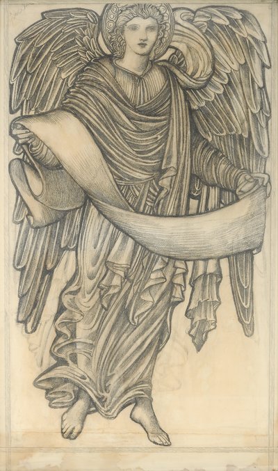 Enkeli rullalla - numero kahdeksan, 1880 (liitu paperille) tekijältä Edward Burne Jones