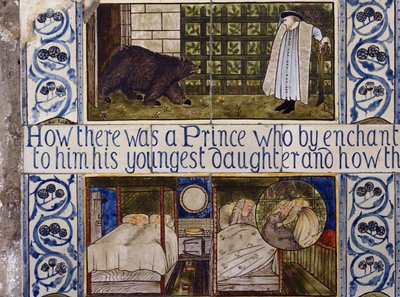 Beauty and the Beast -laattapaneeli, Morris, Marshall, Faulkner & Co., n. 1867 tekijältä Edward Burne Jones