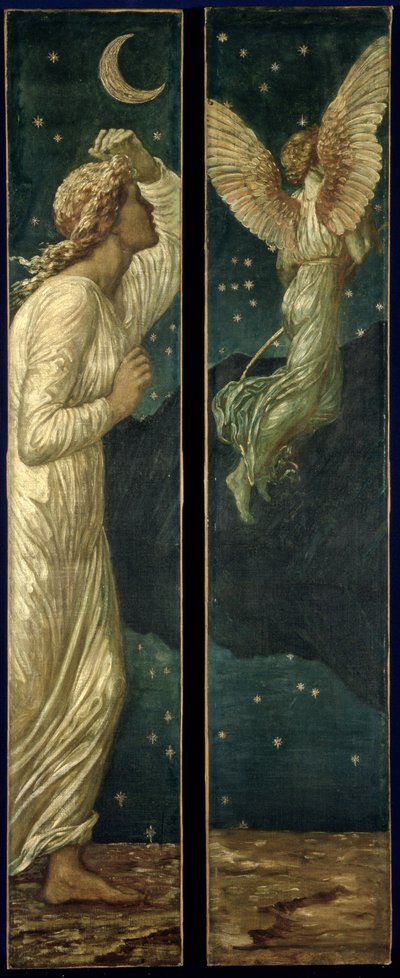 Cupid and Psyche - Palace Green Murals - Cupid Flying away from Psyche, 1881 tekijältä Edward Burne Jones