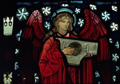 Yksityiskohta Enkeli muusikko, William Morris ja Co., 1882 lasimaalauksia tekijältä Edward Burne Jones