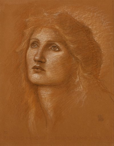 Naisen pää, 1890 tekijältä Edward Burne Jones