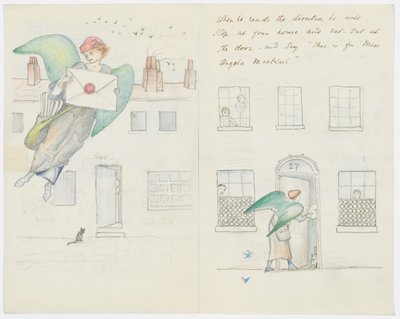 Kirje taiteilijan tyttärentytär Angela Thirkellille (kynä paperille) tekijältä Edward Burne Jones